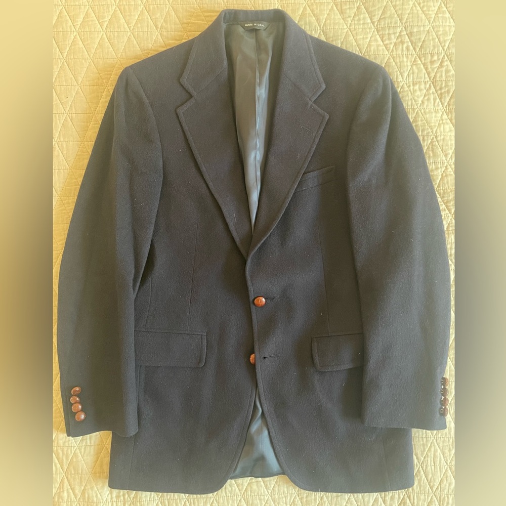 CHAPS RALPH LAUREN Made in USA‎ Vintage Camelhair Jacket in Navy Size 38 R